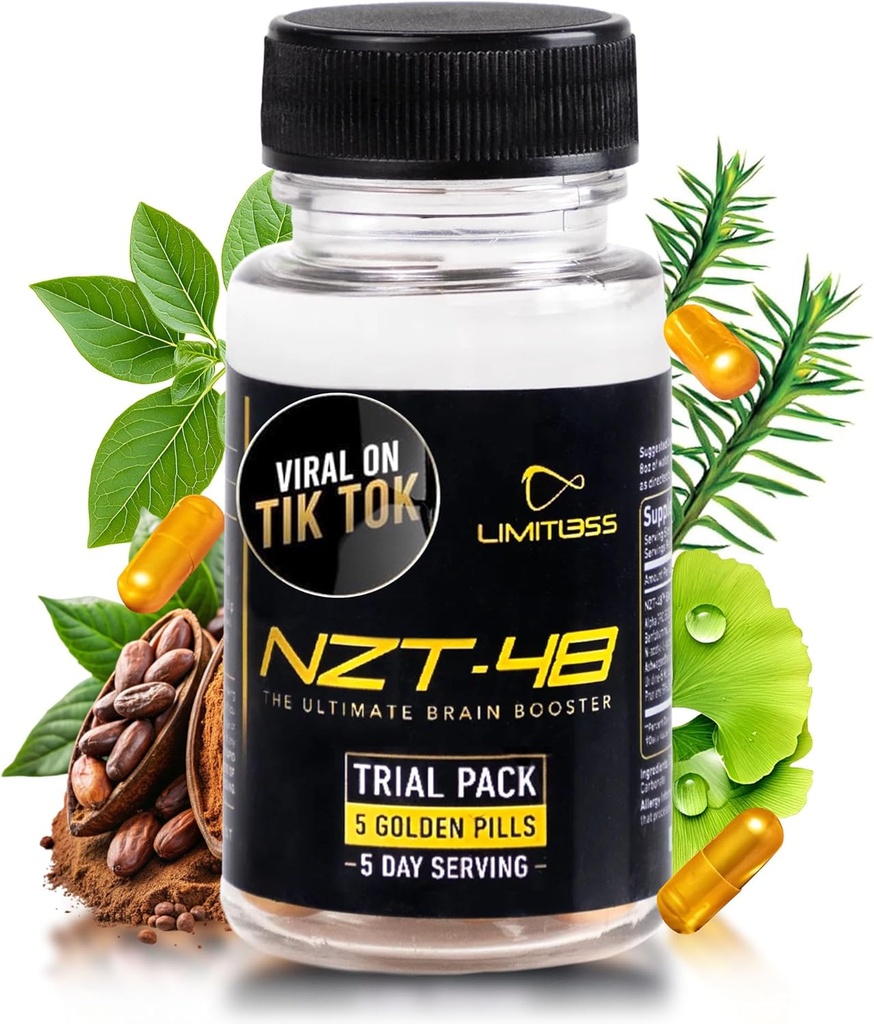 NZT-48 Brain Booster | Nootropic Brain Supplements for Memory and Focus | Premium Natural Energy Supplement with Caffeine, Phosphatidylserine, Vitamins B6 & B12, Ashwagandha | 30 Servings 2