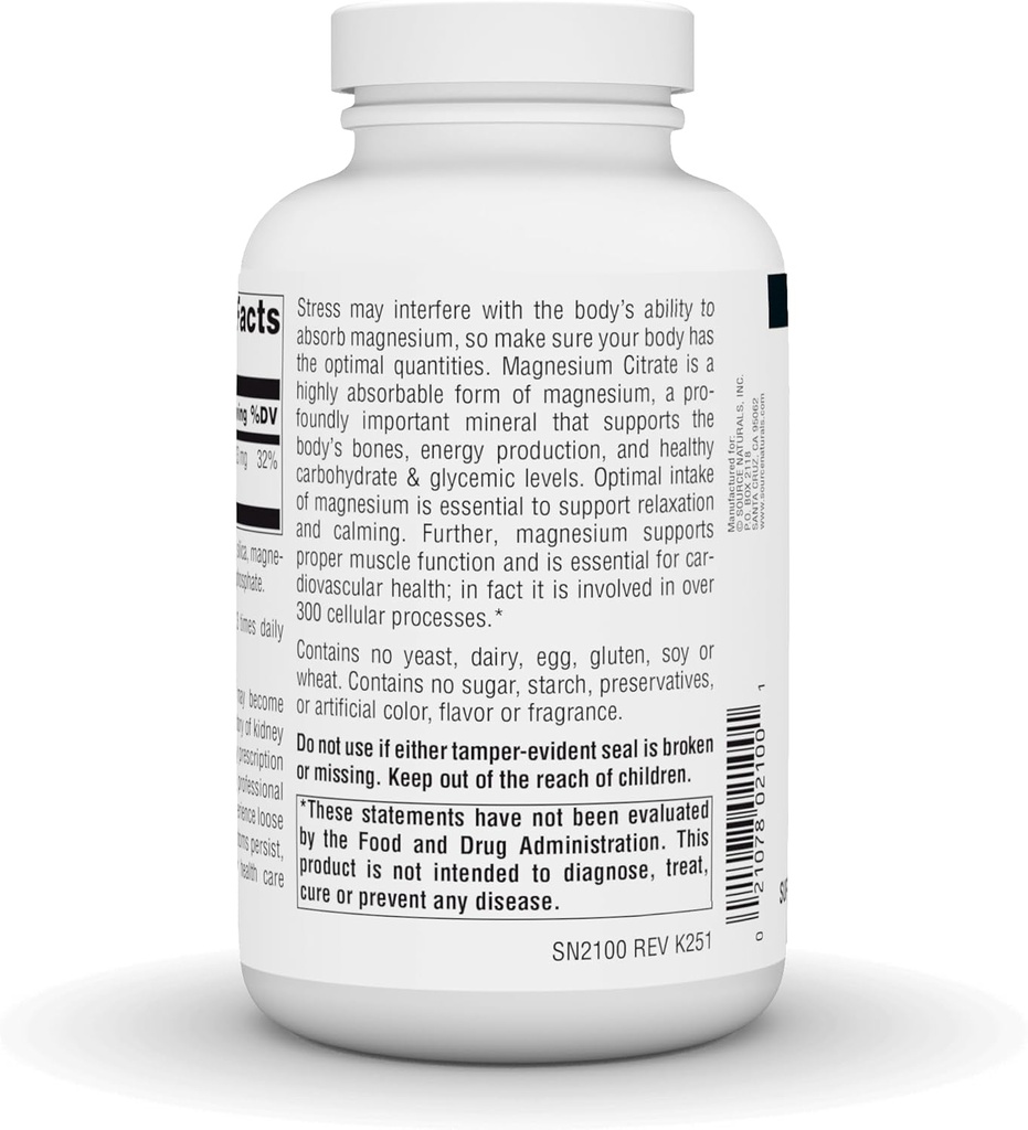 Source Naturals Magnesium Citrate, Supports Bone and Heart Health* 133 mg - 180 Capsules 5