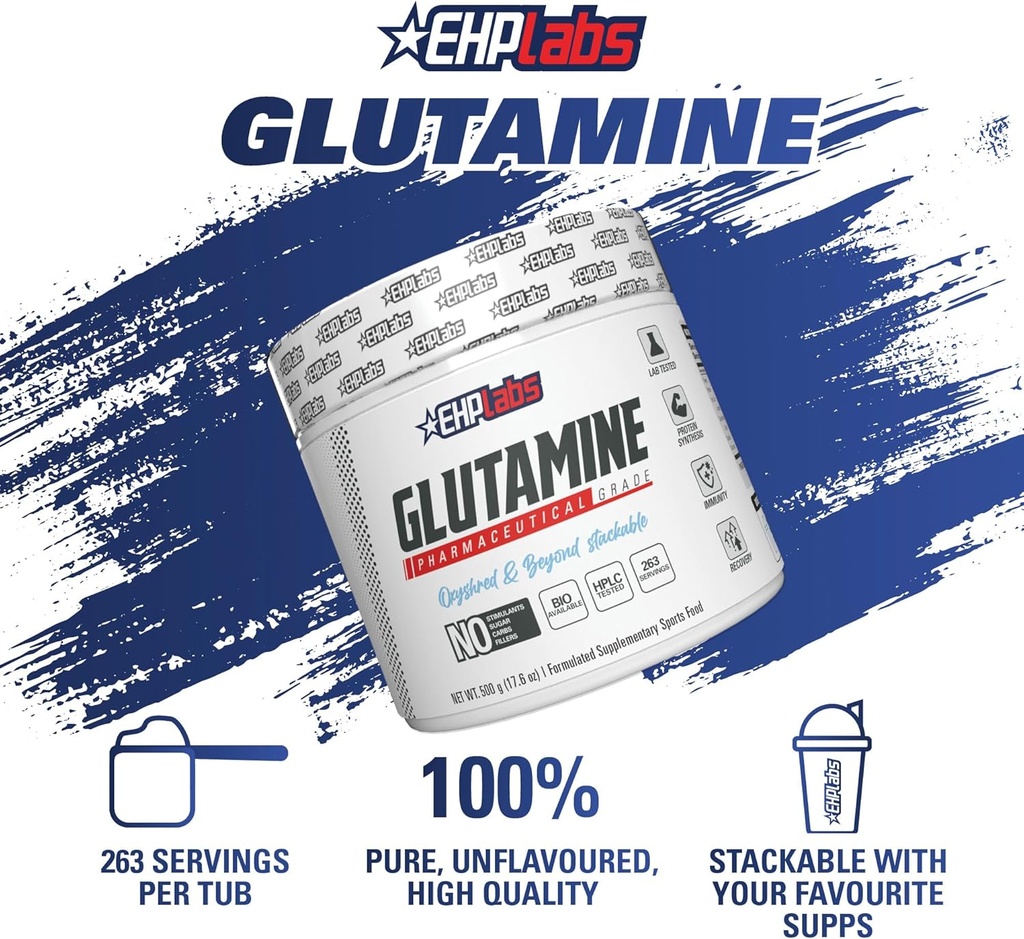 EHP Labs L Glutamine Powder Amino Acids - L-Glutamine, Workout Recovery, Immune Health & Gut Health Support (500g) - 100 Servings 4