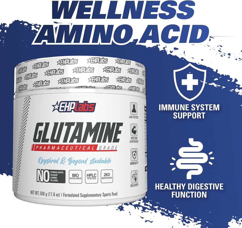 EHP Labs L Glutamine Powder Amino Acids - L-Glutamine, Workout Recovery, Immune Health & Gut Health Support (500g) - 100 Servings 5
