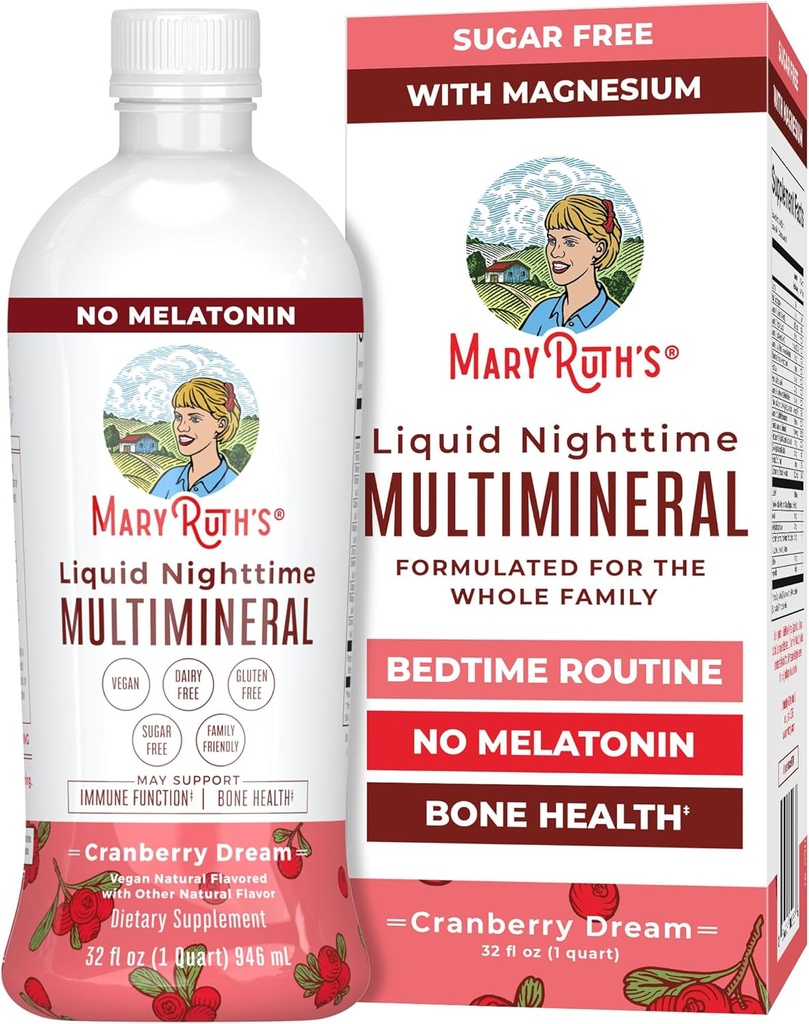 MaryRuth Organics Liquid Nighttime Multimineral | No Melatonin | Bedtime Routine | Magnesium Citrate | Calcium | Zinc | Vitamin D3| Available in 4 Flavors | Vegan | Sugar Free | Gluten Free | 32 Oz 2