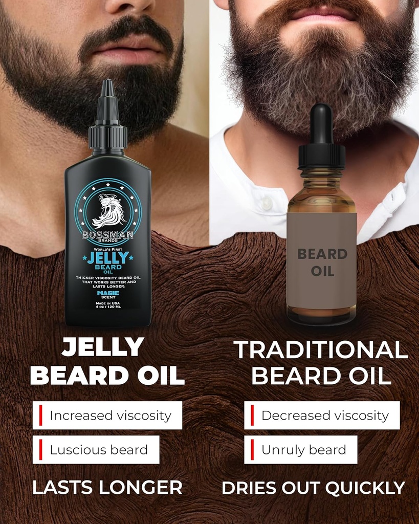Bossman Jelly Beard Oil for Men (4 oz, Magic Scent) – Softens, Moisturizes & Conditions with Natural Ingredients 3