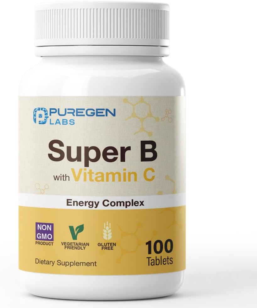 Puregen Labs Super B Energy Complex with Vitamin C - Immune Health, Energy & Nervous System Support - Non-GMO, Gluten-Free | 3 Pack – Total 300 Tablets 2