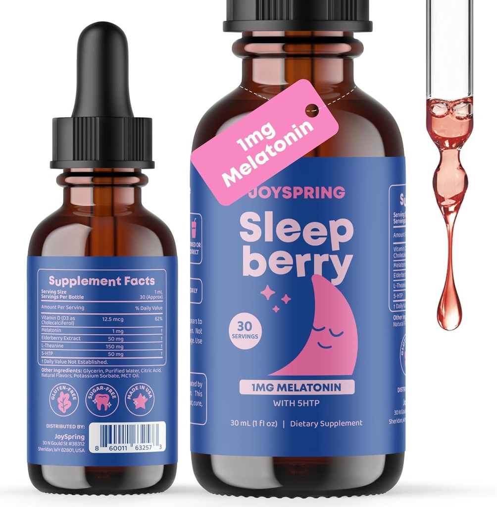JoySpring Magnesium Citrate Liquid & Magnesium Glycinate and Sleepberry Melatonin 1MG for Kids 4