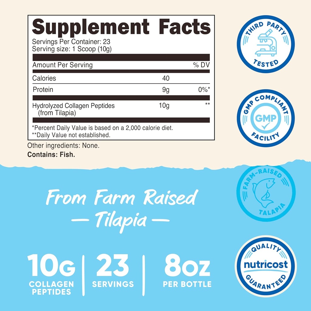 Nutricost Marine Collagen Powder Sustainably Sourced Fish (8 oz) - 23 Servings, 9 G Protein Per Serving, Non-GMO, GMP Compliant 3