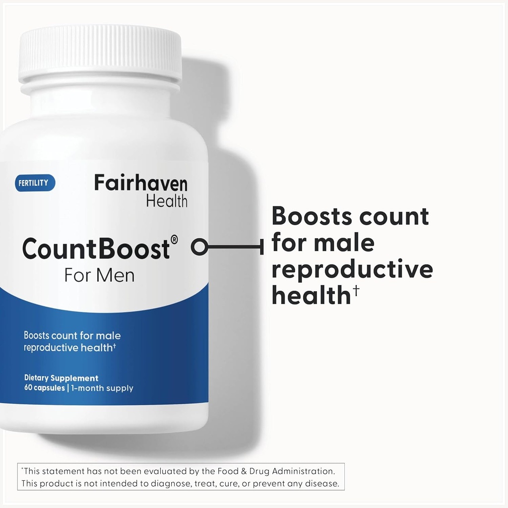 Fairhaven Health CountBoost for Men Optimal Count and Volume Male Fertility Supplement - Pre-Conception Nutrition for Him - with Ashwagandha, Vitamin C, and CoQ10-60 Capsules 3