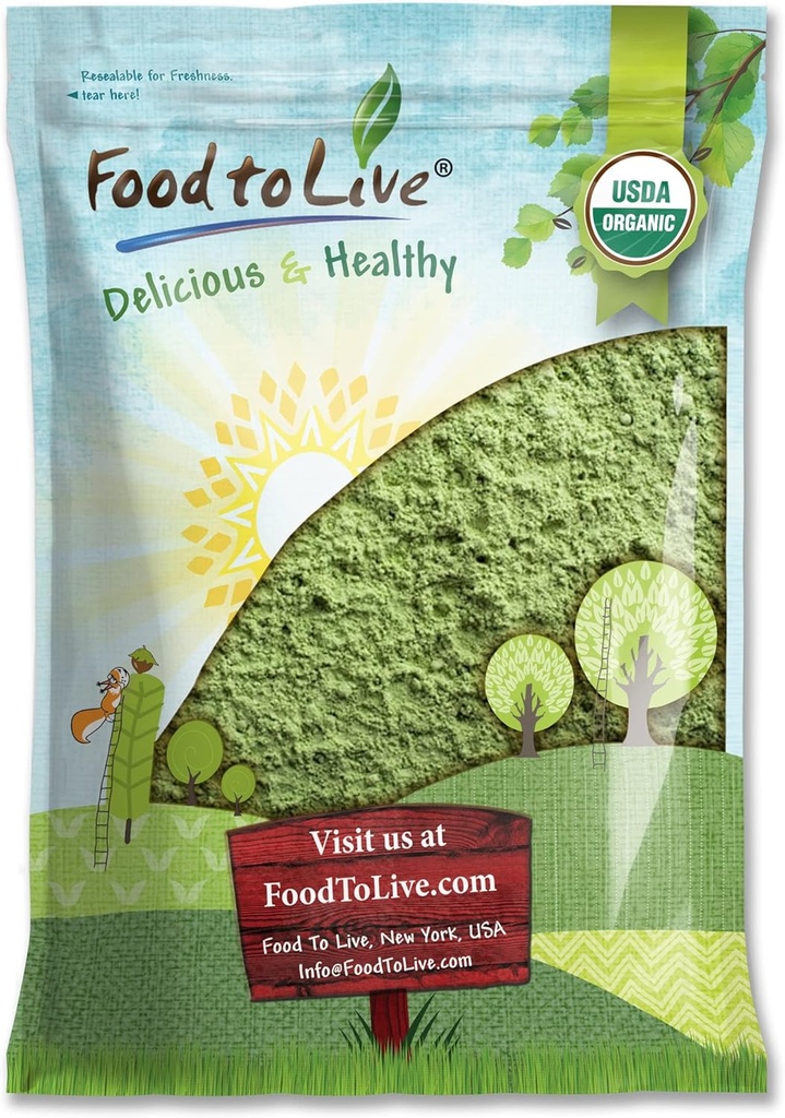 Food to Live Organic Wheatgrass Powder, 4 Pounds — Non-GMO, Whole-Leaf, Raw, Non-Irradiated, Pure, Vegan Superfood, Bulk, Great for Juice, Rich in Fiber, Chlorophyll, Fatty Acids and Minerals 2