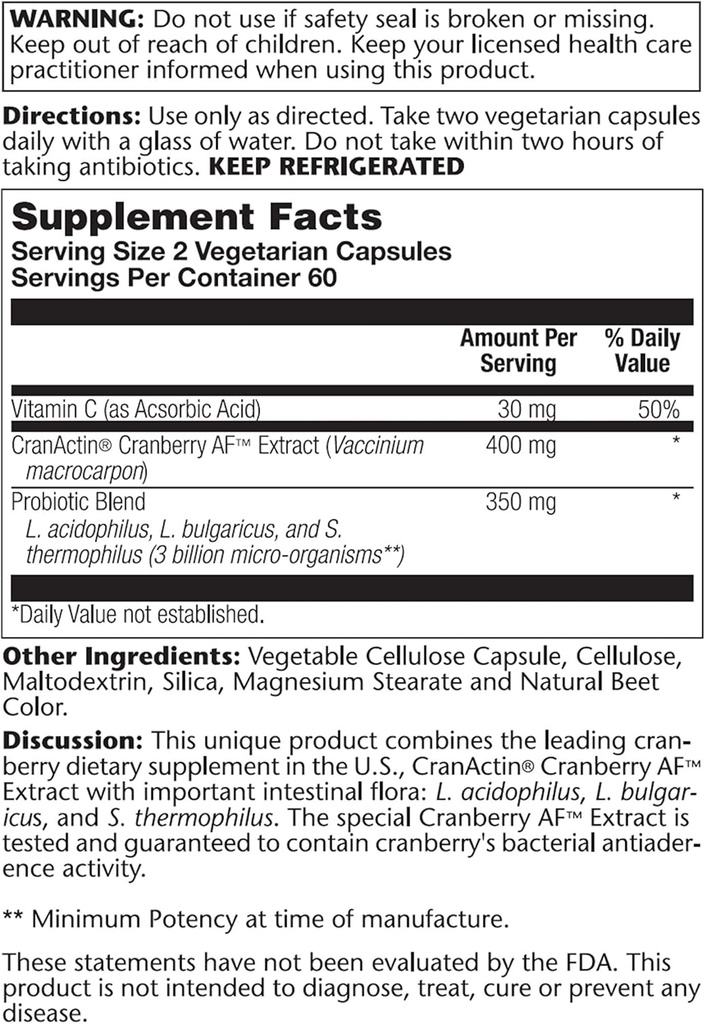 SOLARAY CranDophilus, Veg Cap (Btl-Plastic) 120ct 3