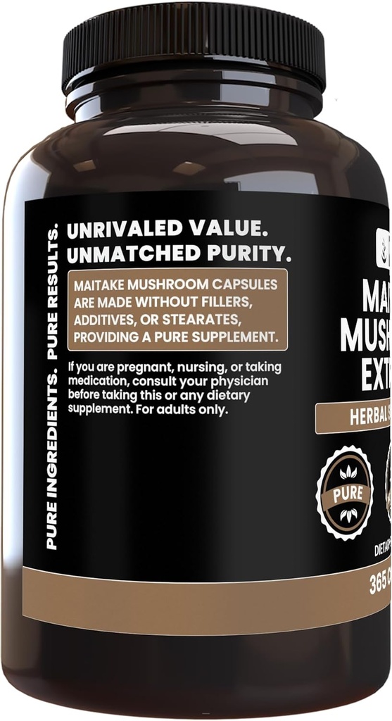 PURE ORIGINAL INGREDIENTS Maitake Mushroom (365 Capsules) No Magnesium Or Rice Fillers, Always Pure, Lab Verified 4