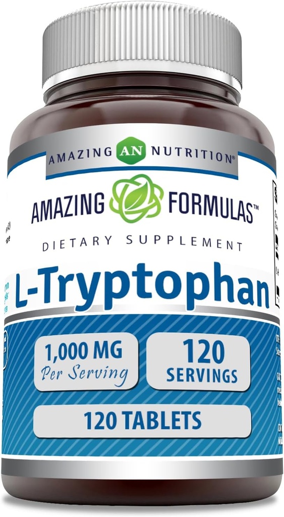 Amazing Formulas L-Tryptophan 1000mg Tablets Supplement | Non-GMO | Gluten Free | Made in USA (60 Count | 3 Pack) 5