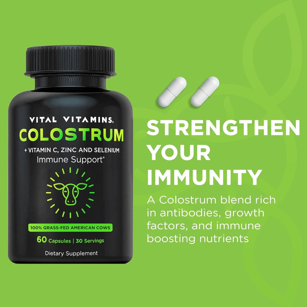 Vital Vitamins Colostrum Capsules with Vitamin C, Zinc + Resveratrol Capsules 3