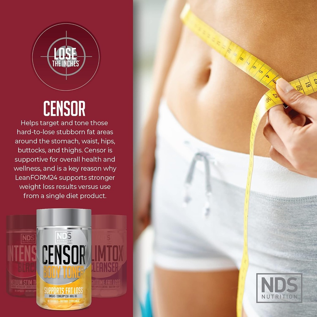 NDS Nutrition Complete Diet Kit Weight Loss - Decrease Appetite and Energy Booster - L-Carnitine and CLA (Intensify Black 90 Capsules, Censor 90 Softgels, and Slim-Tox 90 Capsules) 4