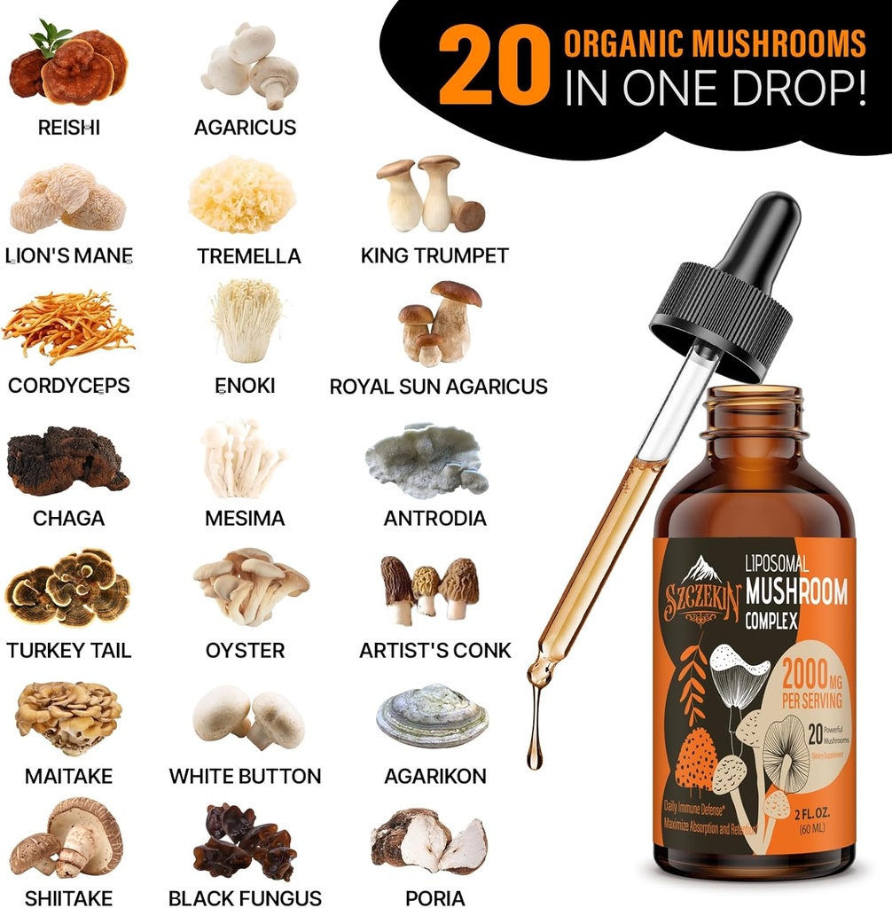 Active Hexose Correlated Compound 1500 mg Supplement 90 Capsules Bundle with 2000mg Liposomal Mushroom Complex Drops 60 Servings 6