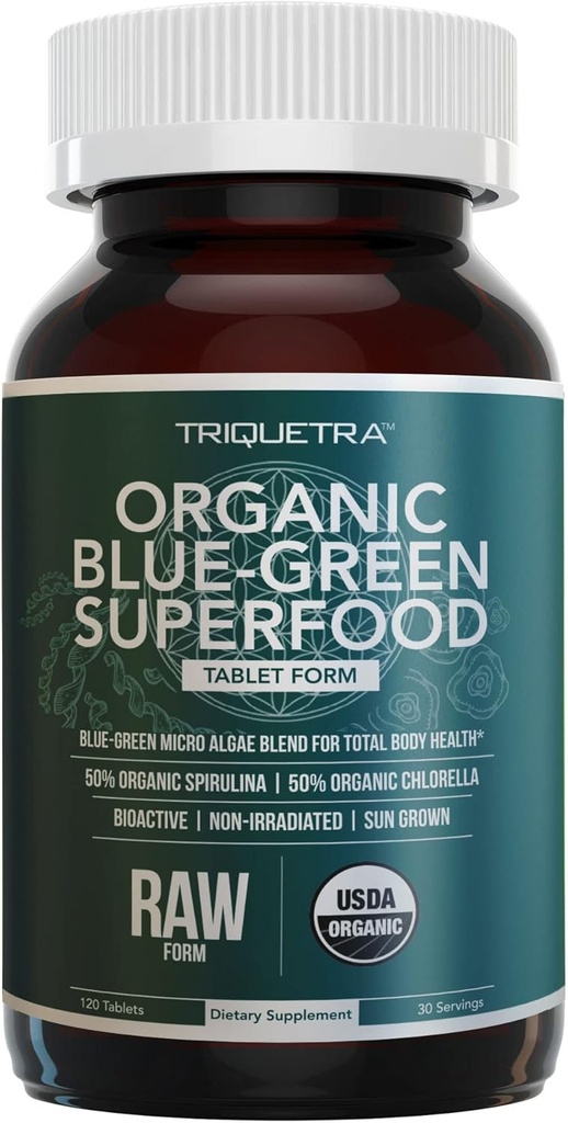 Organic Spirulina & Chlorella Tablets – 4 Organic Certifications, Raw, Non-Irradiated – 50/50 Blue Green Algae Blend – Antioxidant Content Equal to 5 Servings of Vegetables (120 Tablets) 2