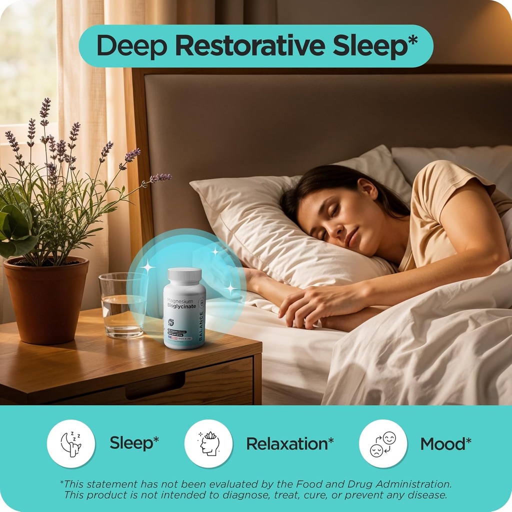 Magnesium Bisglycinate 200mg - High Absorption Chelated Magnesium Supplement - Gentle on Stomach, Gluten-Free, Supports Sleep, Muscle Cramps & Positive Mood - 120 Capsules (Pack of 6) 3