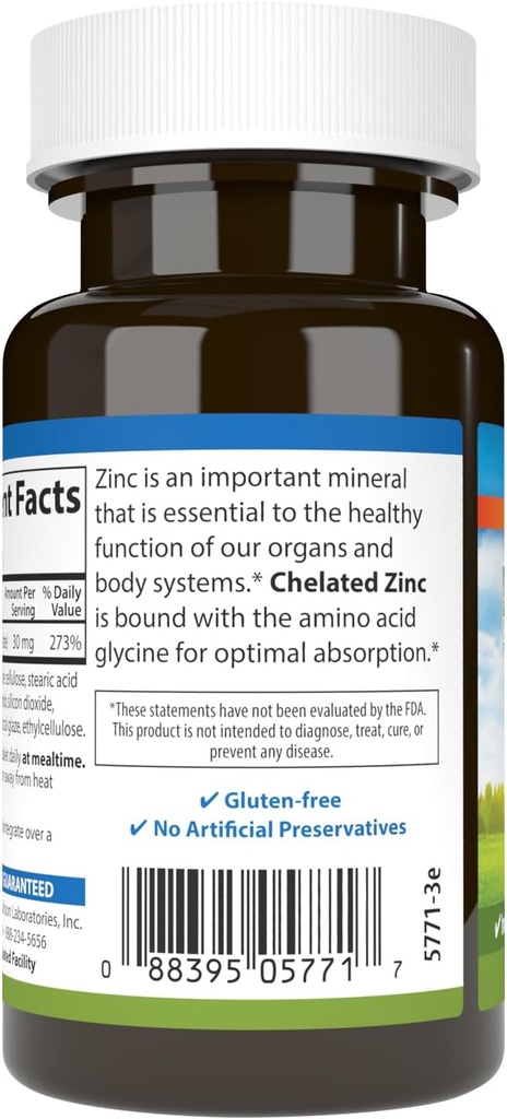 Carlson - Chelated Zinc, 30 mg - Superior Absorption, Immune Support & Enzyme Function, Antioxidant, 100 tablets 4
