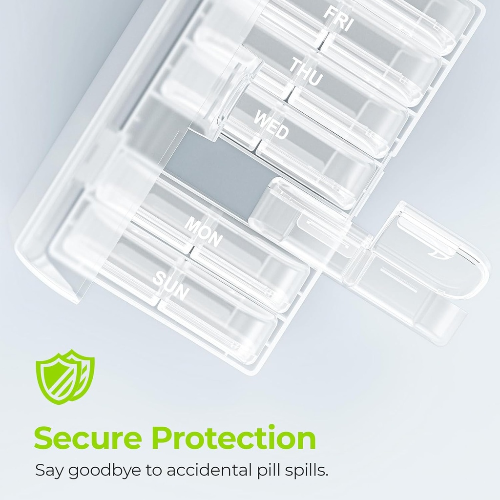AUVON XL Weekly Pill Organizer 2 Times a Day, Pill Box 7 Day with One-Side Large Openings for Easy to Use, White AM PM Pill Case for Medication, Vitamins, Fish Oils, Supplements 5