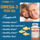 Omega 3 Fish Oil Supplement 3600mg with EPA and DHA for Women and Men Supports Joint, Brain and Heart Health 120 Softgels, 40 Day Supply 3