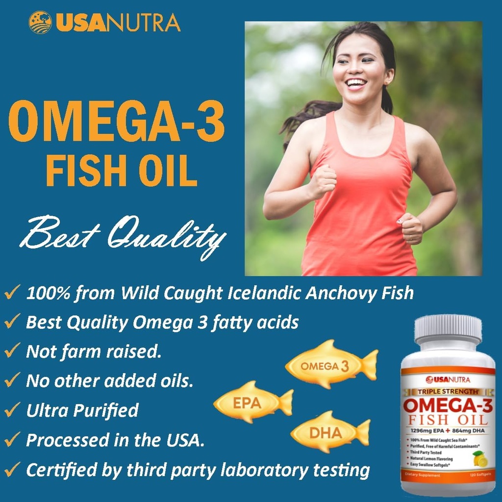 Omega 3 Fish Oil Supplement 3600mg with EPA and DHA for Women and Men Supports Joint, Brain and Heart Health 120 Softgels, 40 Day Supply 4