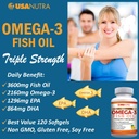 Omega 3 Fish Oil Supplement 3600mg with EPA and DHA for Women and Men Supports Joint, Brain and Heart Health 120 Softgels, 40 Day Supply 5