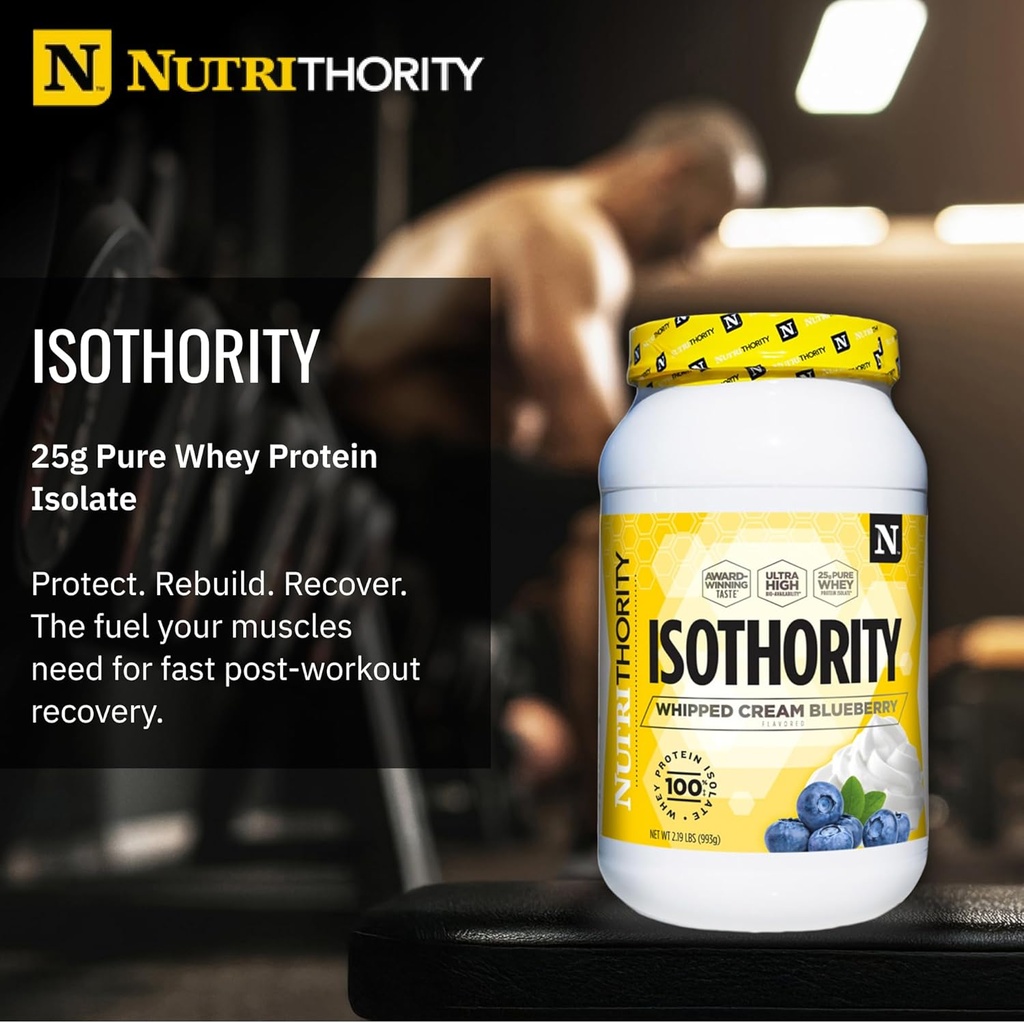 Isothority Whey Protein Isolate, Whipped Cream Blueberry, 2 lb - Ultra Absorbable Branched Chain Amino Acids (BCAA) Powder with 25g Per Serving, Low Carb - Build Muscle & Accelerate Recovery 3