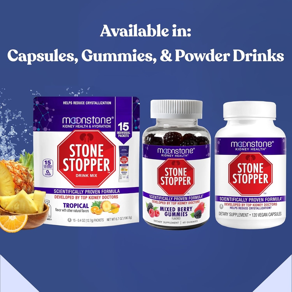 Moonstone Kidney Stone Stopper Gummies, Outperforms Chanca Piedra Stone Breaker and Kidney Support Supplements, Developed by Urologists to Prevent Kidney Stones, Mixed Berry, 1 Month Supply- 120 Count 3