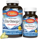 Carlson Labs Elite Omega-3, 1600 mg, Gems Fish Oil Soft Gels, Natural Lemon Flavor, 2 Pack (120 Count Each) 2