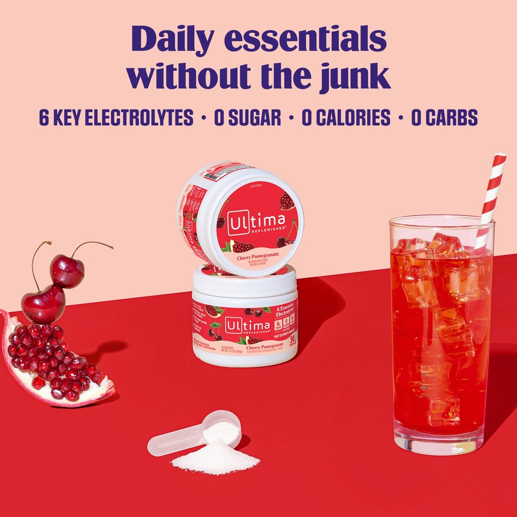 Ultima Replenisher Daily Electrolyte Powder Drink Mix – Sugar Free – Cherry Pomegranate, 30 Servings – Hydration Powder with 6 Electrolytes and Trace Minerals – Keto Friendly, Vegan, Non-GMO 4