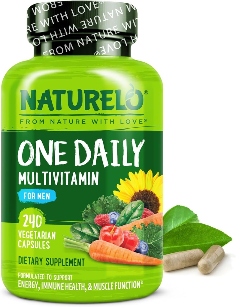 NATURELO Mens Multivitamins - One Daily Multivitamin for Men with Vitamins, Minerals & Organic Whole Foods, Boost Energy & Health, Non-GMO, 240 Vegetarian Capsules 2