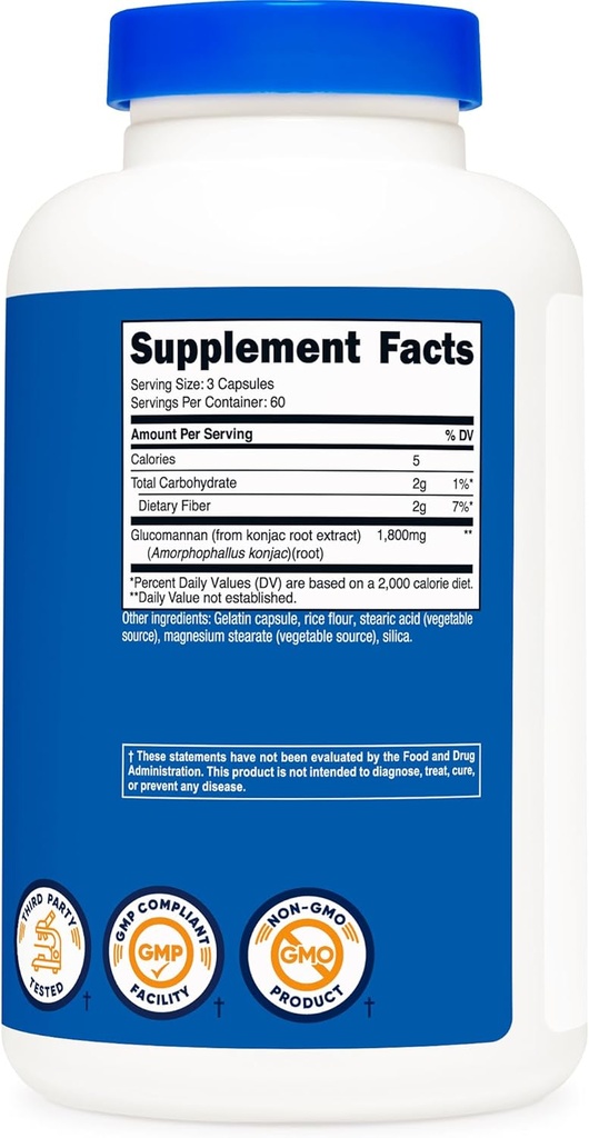 Nutricost Glucomannan 1,800mg Per Serving, 180 Capsules (3 Bottles) 6
