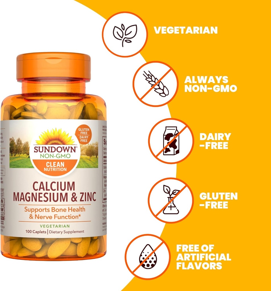 Sundown Calcium Magnesium Zinc, 100 Caplets 5