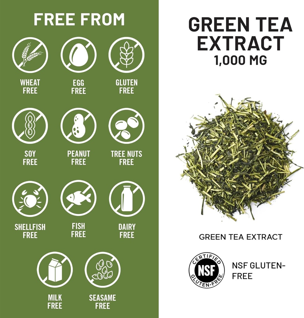 NatureWise Green Tea Extract Capsules 1000 mg - 50% EGCG & 98% Polyphenols - Extra Strength Green Tea Pills - Antioxidants for Heart Health & Energy - Vegan, Non-GMO - 90 Count[45-Day Supply] 6