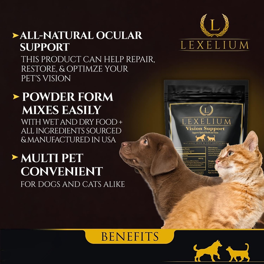 Vision Support & Eye Sight Supplement for Dogs and Cats- Fortified with Zeaxanthin, Bilberry, Lutein, and Beta Carotene - 200 Grams 3