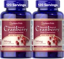 Puritan's Pride Naturally Sourced Cranberry One Per Day Fruit Concentrate 500mg, 50:1 Dietary Supplement for Urinary Tract Support, 4 Month Supply, 120 Rapid Release Capsules, 2 Pack 2