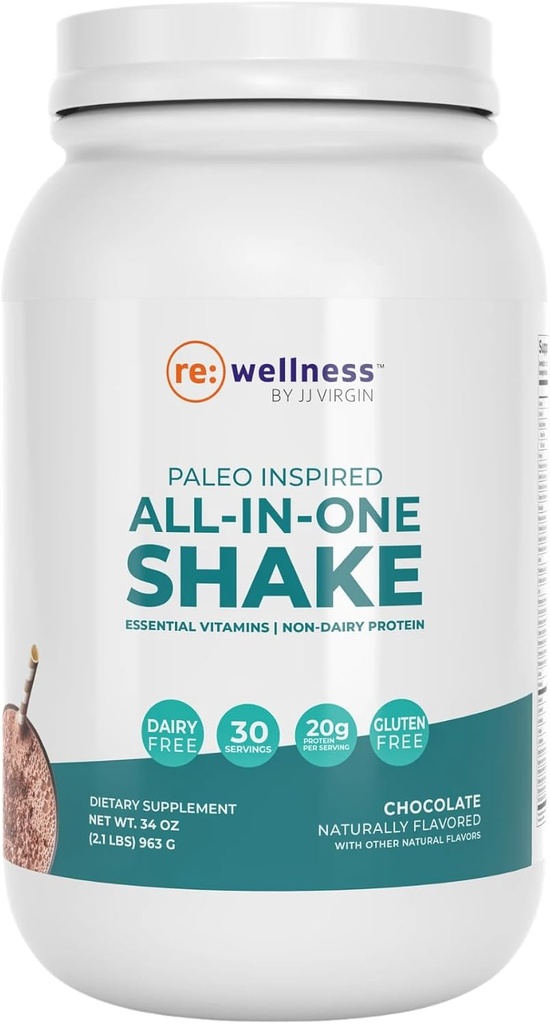 Reignite Wellness by JJ Virgin | Chocolate Paleo-Inspired All-in-One Shake | Gluten Free + Dairy Free Protein Powder | Contains 20G of Beef Protein with Vitamins, Minerals, Amino Acids | 30 Servings 2