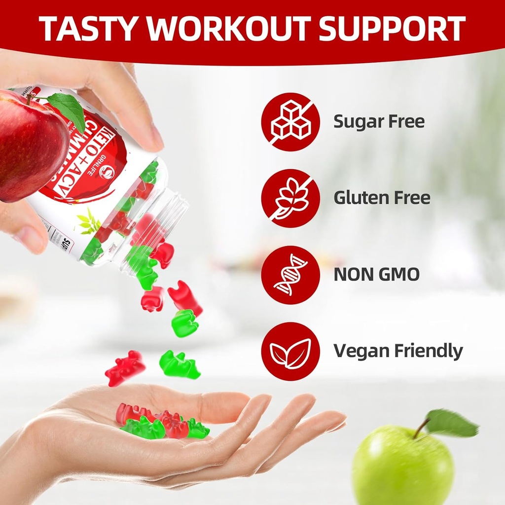 Keto ACV Gummies Advanced, 1000MG Apple Cider Vinegar Supplement for Women and Men, ACV Keto Gummies for Supports Metabolism, Sugar Free, Made in USA, Keto+ACV, 60 Count 5