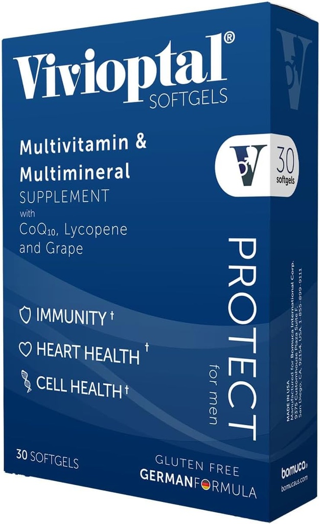 Vivioptal for Men, 30 Capsules, CoQ10, Lycopene & Resveratrol, Multivitamin & Multimineral, Gluten Free, German Formula 2