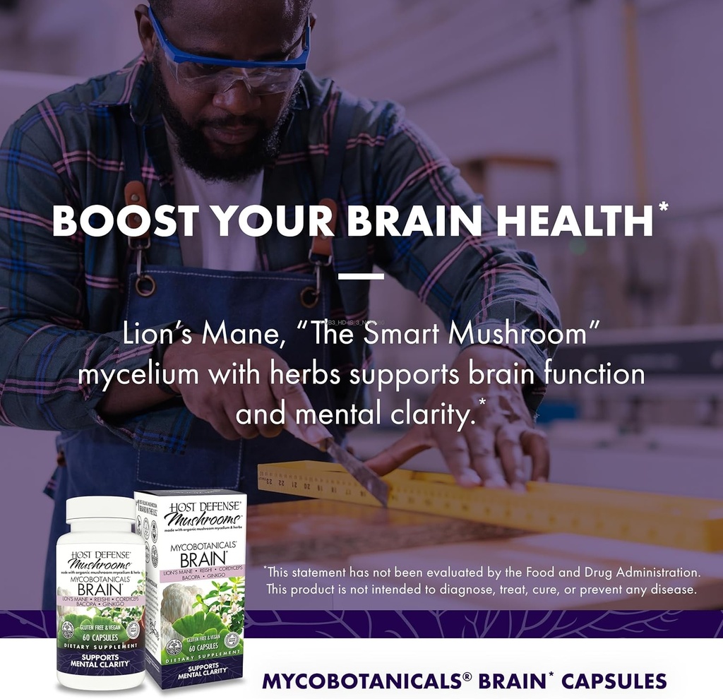 Host Defense Bundle with MycoBotanicals Brain* Capsules, 60 Count & Cordyceps Capsules, 60 Count - Support Memory & Focus - Support Immune Health & Energy* 4