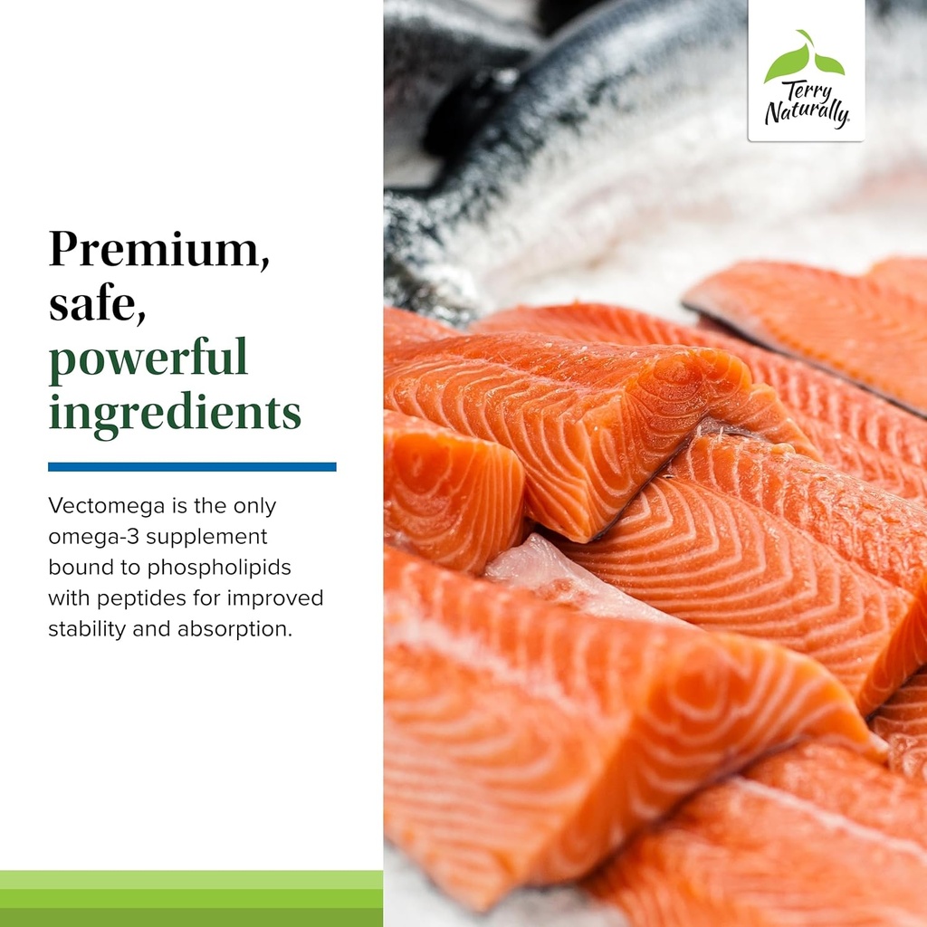 Terry Naturally Vectomega - Supplement with EPA & DHA - Omega-3 Tablets for Brain & Heart Health Support - Nutritional Supplement with Essential Fatty Acids & Peptides - 60 Tablets 6