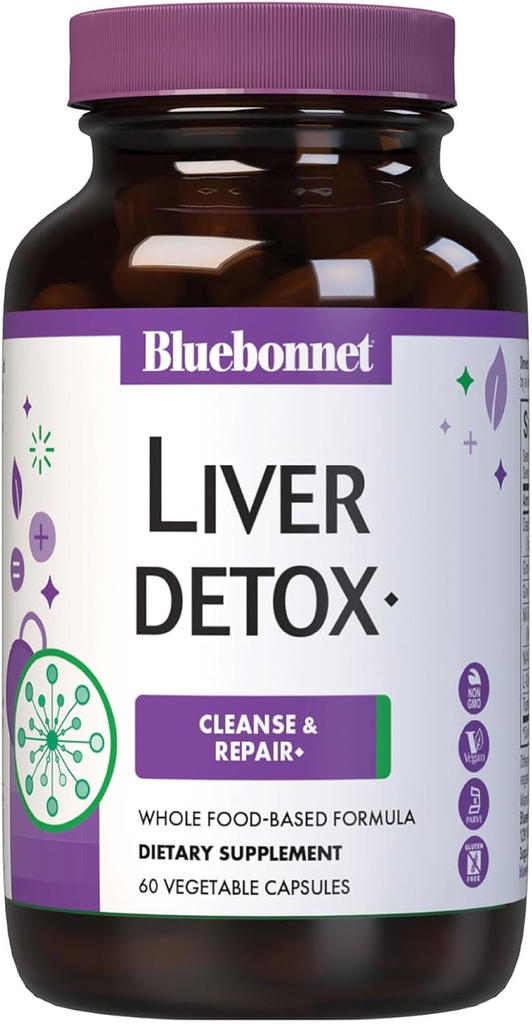 Bluebonnet Nutrition Liver Detox, Liver Health*, Antioxidant Protection*, Soy-Free, Gluten-Free, Kosher Certified, Non-GMO, Dairy-Free, 60 Vegetable Capsules, 60 Servings 2