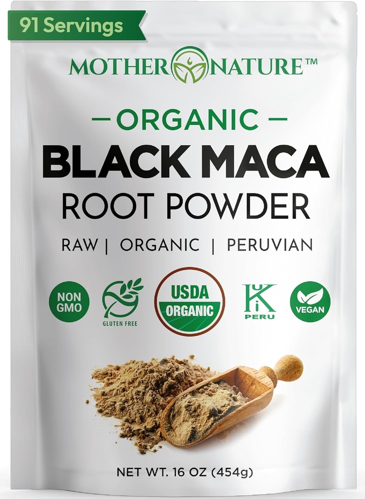 Organic, Raw Peruvian Black Maca Root Powder - Premium USDA Certified, Ideal for Men & Women, Boost Workouts, Enhance Muscle Recovery, Non-GMO, Vegan Superfood, 16 oz 2