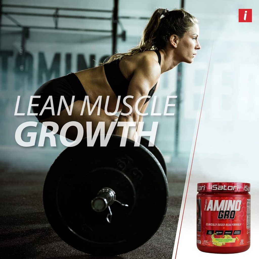 iSatori Amino-GRO BCAA Powder, Branched Chain Amino Acids with Glutamine, Electrolyte Powder & Bio-GRO Bio-Active Peptides for Muscle Growth & Post Workout Recovery, Frosted Lemonade (30 Servings) 4