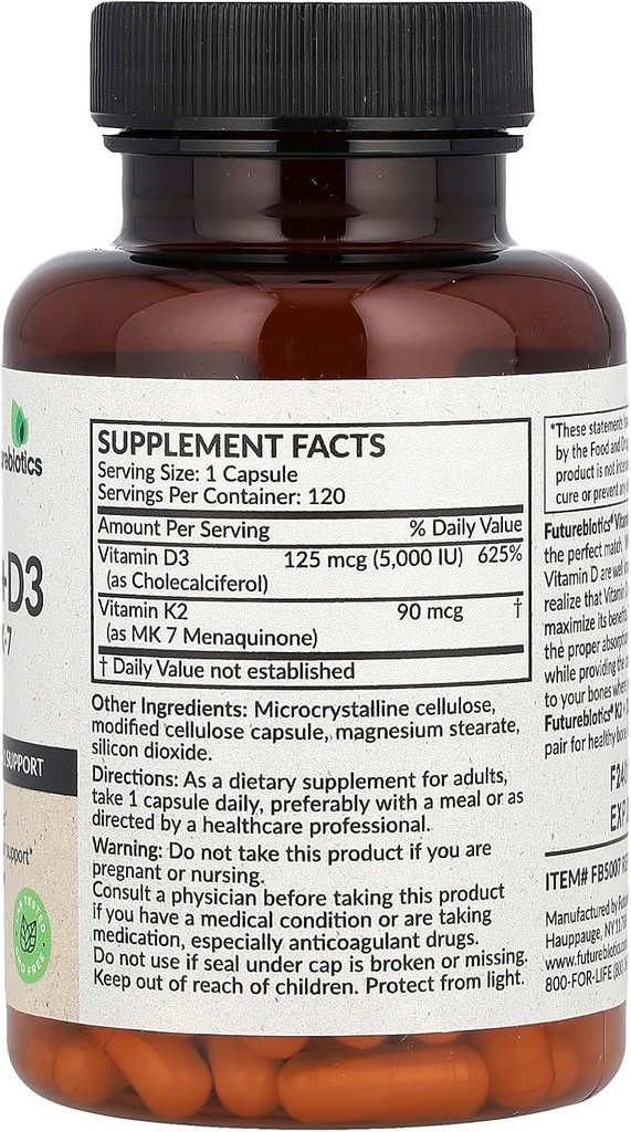 Futurebiotics Vitamin K2 + D3, 120 Capsules 3