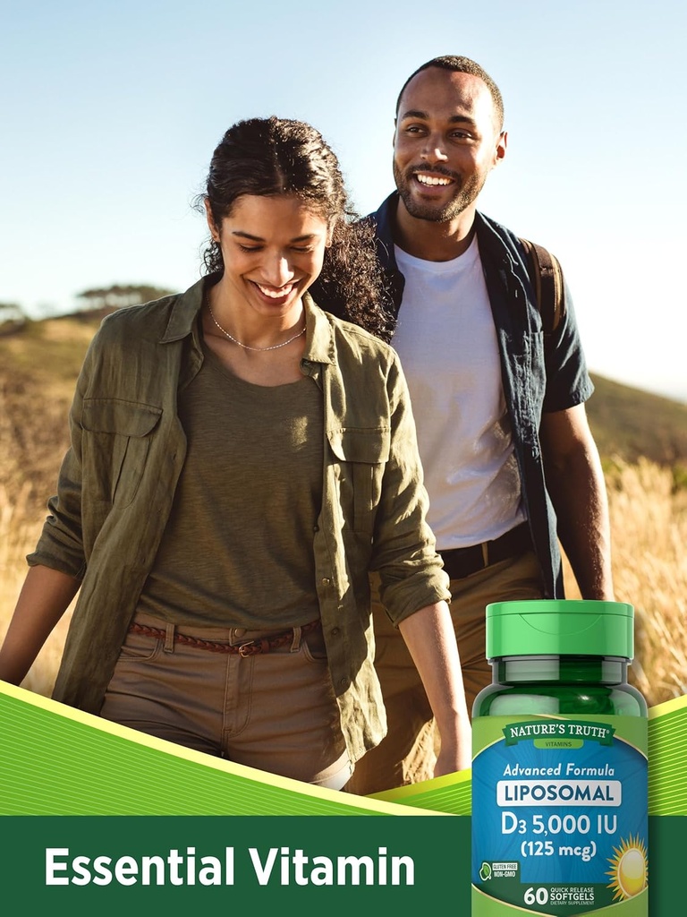 Nature's Truth Liposomal Vitamin D3 | 5000 IU | 60 Softgels | Non-GMO & Gluten Free Supplement 5