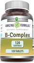 Amazing Formulas Vitamin B Complex with 11 Key Nutrients | 120 Tablets Supplement | Vitamin B1, B2, B3, B6, B12, Folic Acid, Biotin, Choline, Inositol, PABA 2