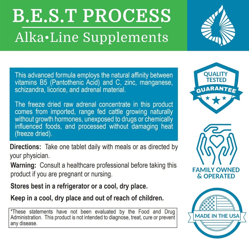 Adrenergy Best Process Alkaline — Natural Adrenal Support with Adrenal Gland Extract, Adaptogens, Vitamins & Minerals 5
