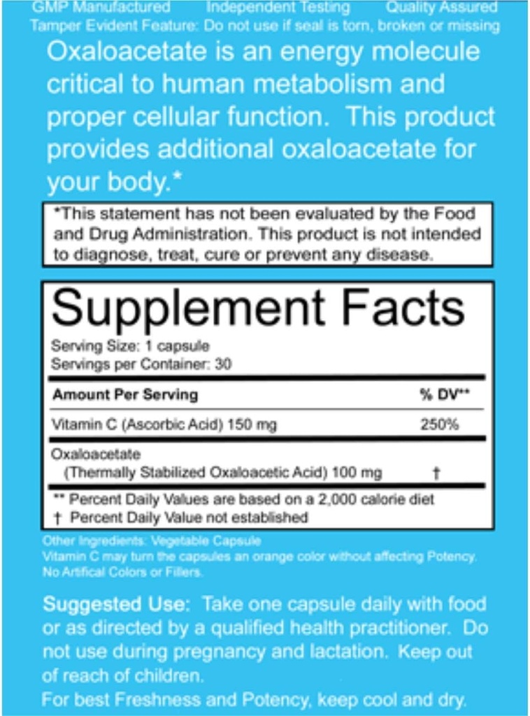 Benagene Oxaloacetate Supplement - Supports Cellular Energy, Healthy Metabolism, & Body Regulation - Thermally Stabilized with Vitamin C - Non-GMO & Vegan - Once Daily (60 Servings) 3