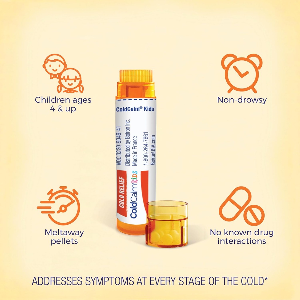 Boiron ColdCalm Kids Pellets for Relief of Common Cold Symptoms Such as Sneezing, Runny Nose, Sore Throat, and Nasal Congestion - 2 Count (160 Pellets) 4