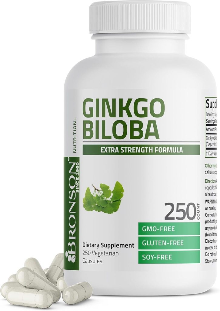 Bronson Ginkgo Biloba Extra Strength Supports Brain Function & Memory Support, 250 Vegetarian Capsules 2
