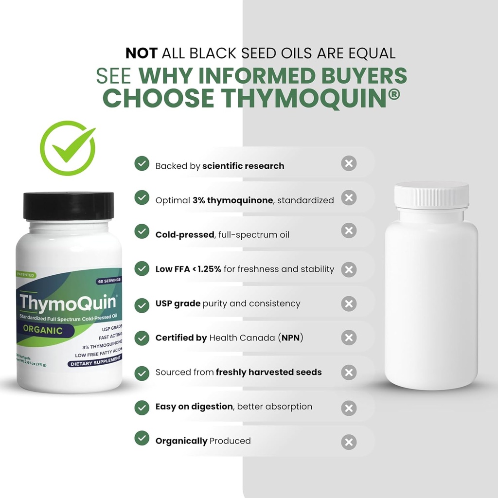 Organic Cold-Pressed Black Seed Oil Capsules for Skin, Joint, Metabolic & Immune Health | USP-Grade Pure Nigella Sativa with 3% Thymoquinone | Non-GMO Black Cumin Seed Oil, 60 Softgel 6